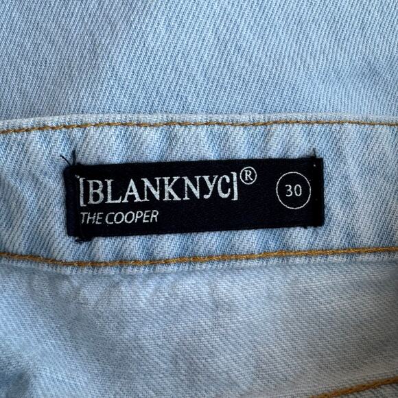 Blank NYC The Cooper High Rise Slim Straight Jeans 30 Light Wash Side Slit - Picture 8 of 9